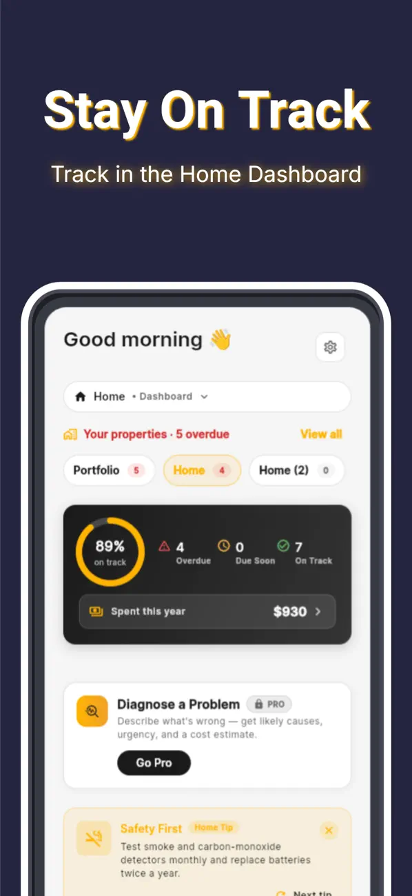 Preview of the Maintnr app
